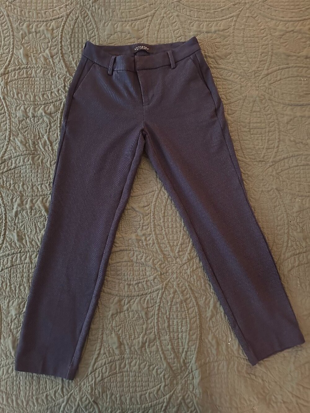 Liverpool Los Angeles Knit Trouser Pants Dark Navy Micro Dot Size 0/25 Stretch
